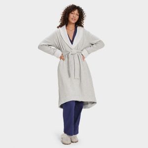 Ugg Duffield II Fleece Grey Tie Waist Belt Furry Soft Cozy Pocket Bath Robe XL